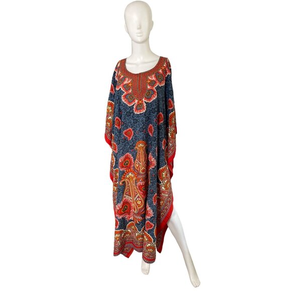NF WOMEN'S BEAUTIFUL BOLD SPARKLY COLORFUL KAFTAN MUMU SZ OS - Picture 1 of 5